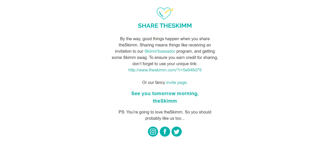 The skimms referral program