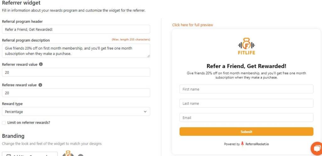 referral widget customization 1