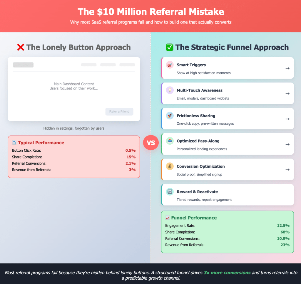 The best referral program funnel is the one that reminds users consistently during moments of accomplishment resulting in better conversion.