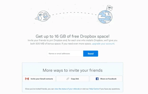 Referral Program Case Study: Dropbox's Remarkable 1300% Growth in 15 Months 2 Dropbox offered 16GB space to users.