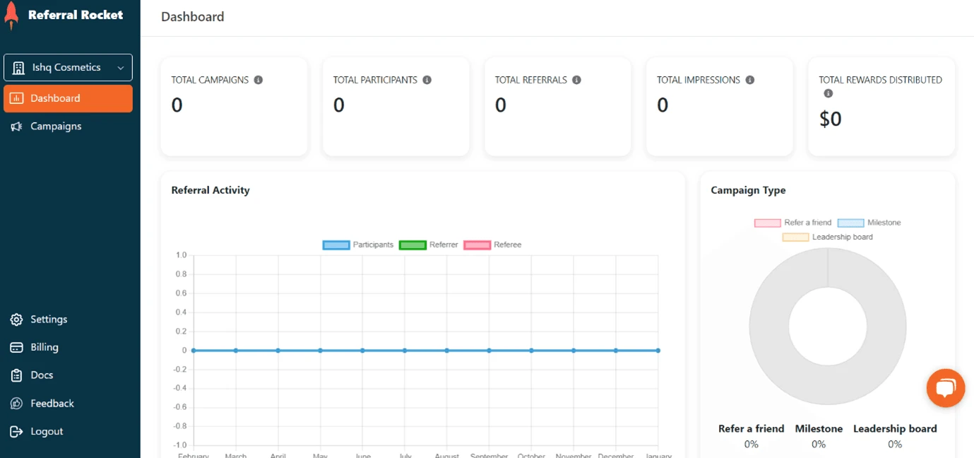 Referral Rocket Dashboard