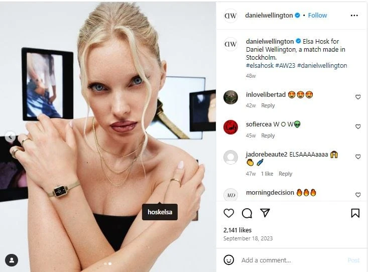 Daneil Wellington influencer post