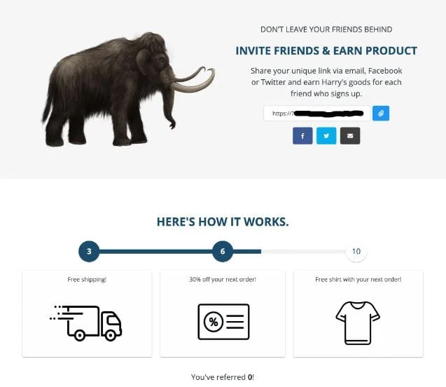 Harrys referral program