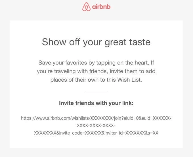 Example of airbnb referral email