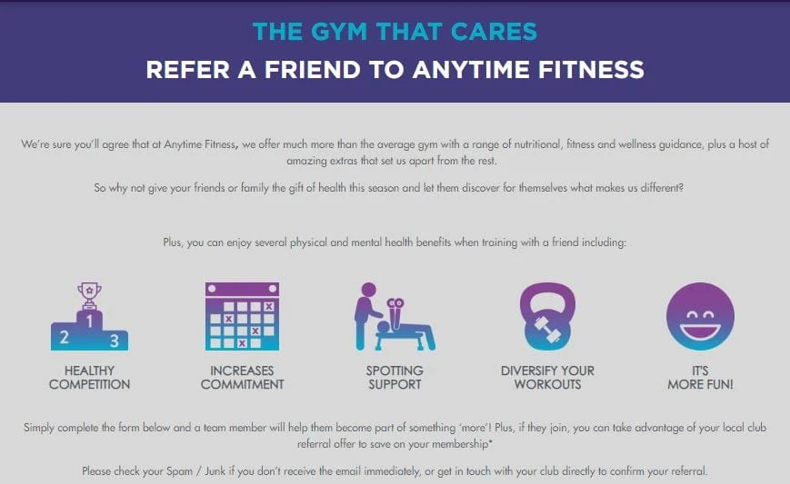 Top 10 Examples of Referral Programs for Fitness businesses 8 Anytime fitness referral program