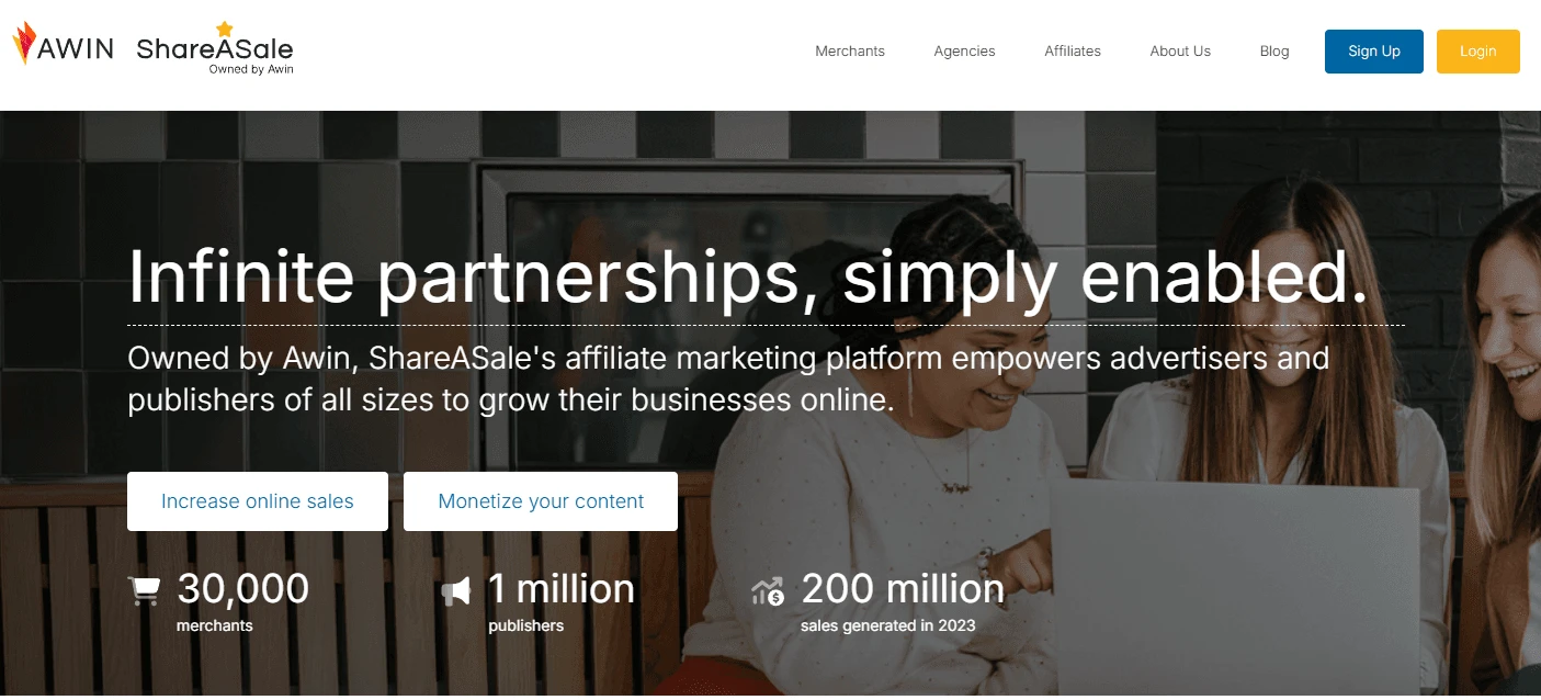 Screenshot of Awin ShareASale platform – Affiliate marketing platform helping advertisers and publishers