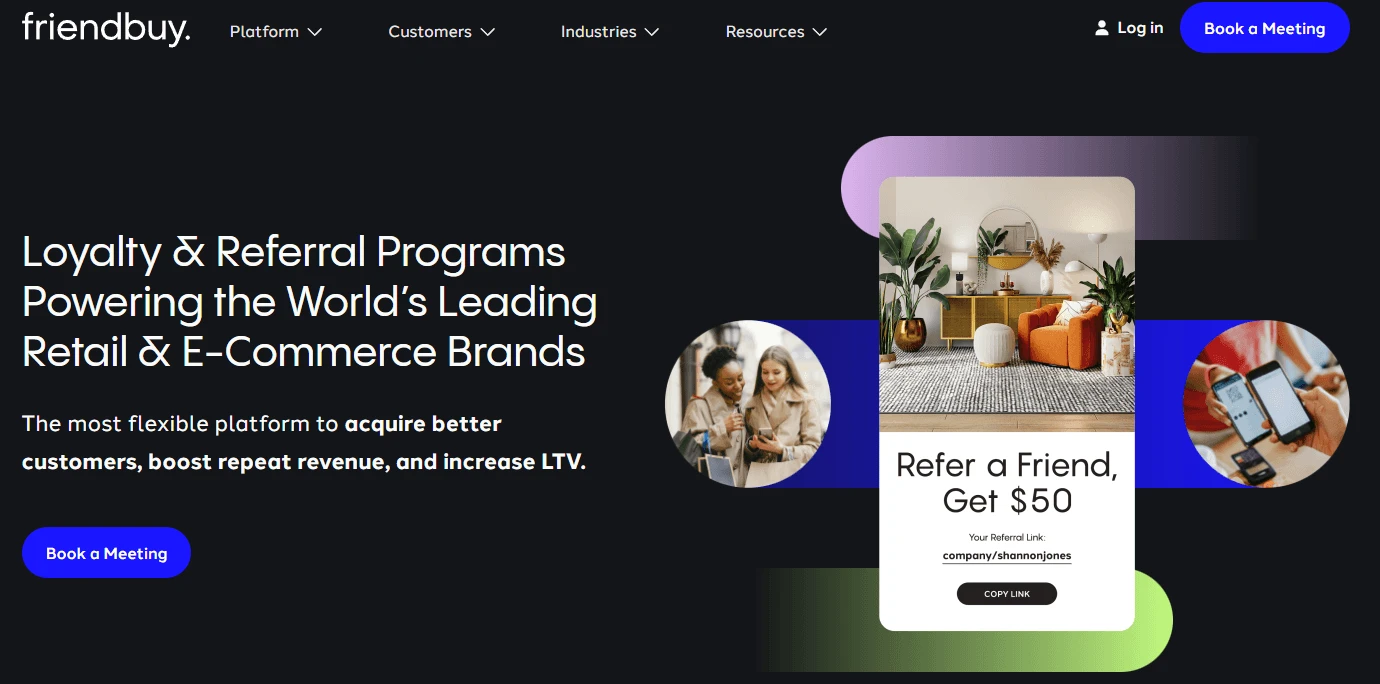 Screenshot of Friendbuy platform – All-in-one affiliate and referral software for retail and e-commerce.