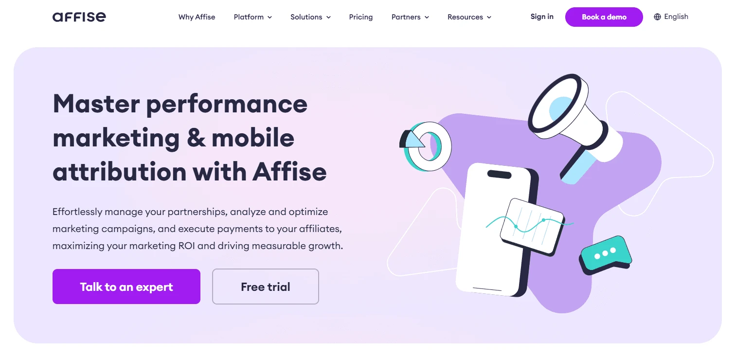 Screenshot of Affise platform- Performance marketing and mobile attribution platform